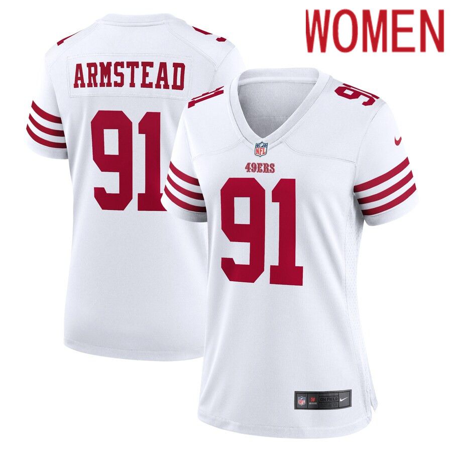 Women San Francisco 49ers #91 Arik Armstead Nike White Player Game NFL Jersey->women nfl jersey->Women Jersey